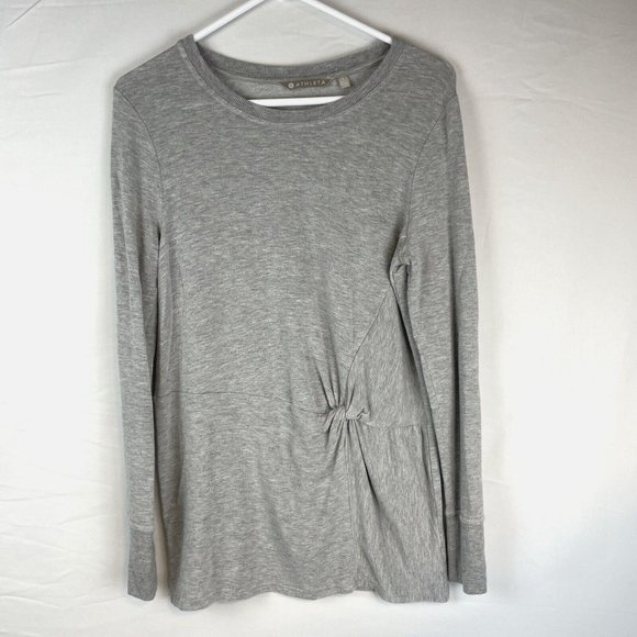 Athleta Nirvana Twist Front Pullover Women's Size Small Gray Athleisure Casual - Picture 2 of 12